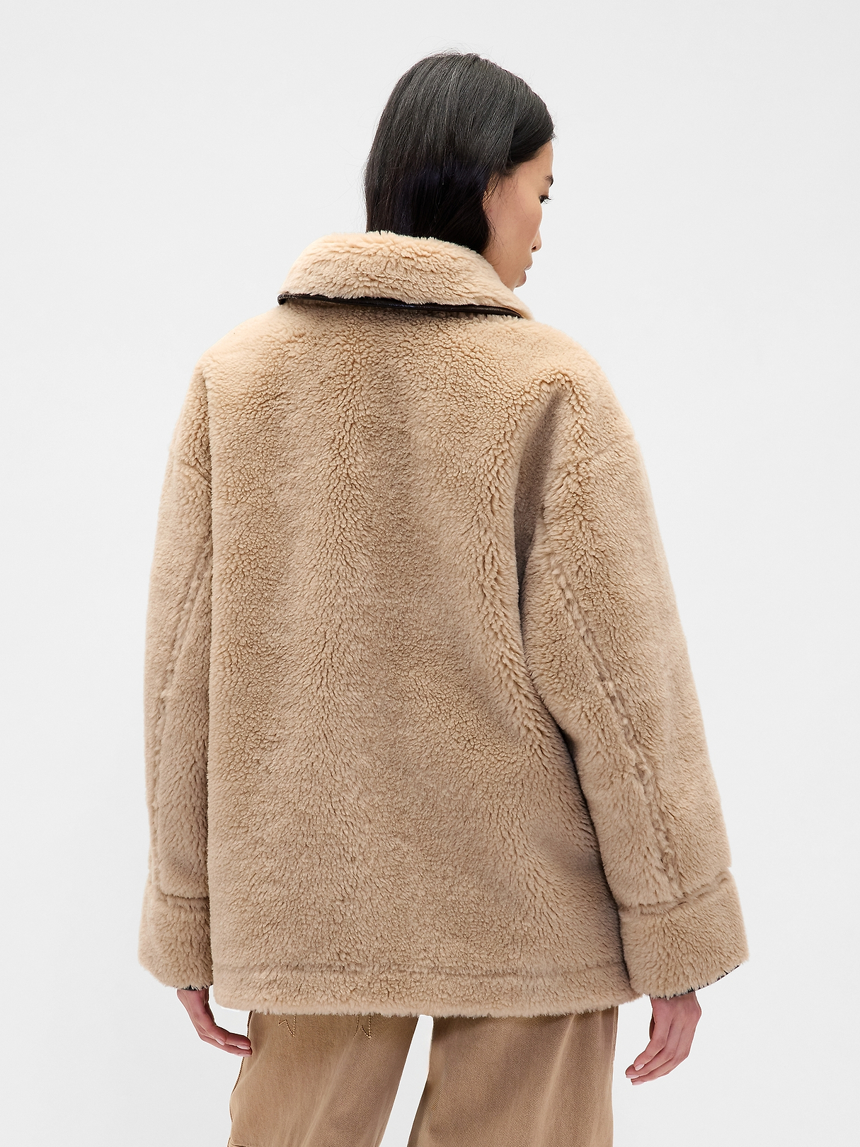 Gap × Sandy Liang Reversible Vegan Leather Sherpa Jacket | Gap