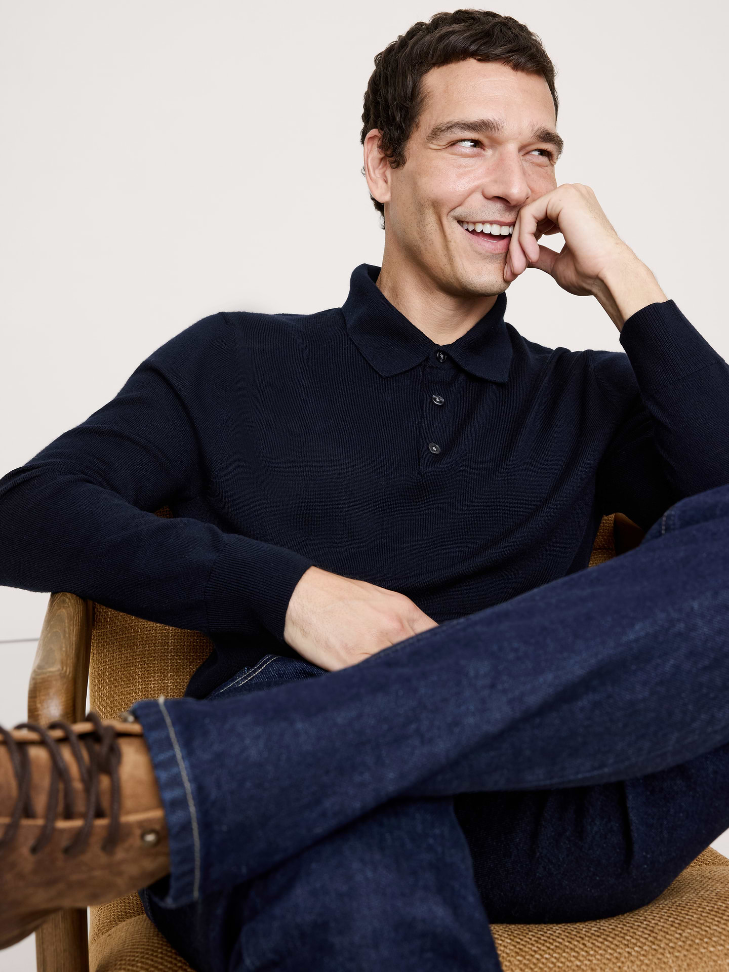Image number 4 showing, Merino Long-Sleeve Sweater Polo