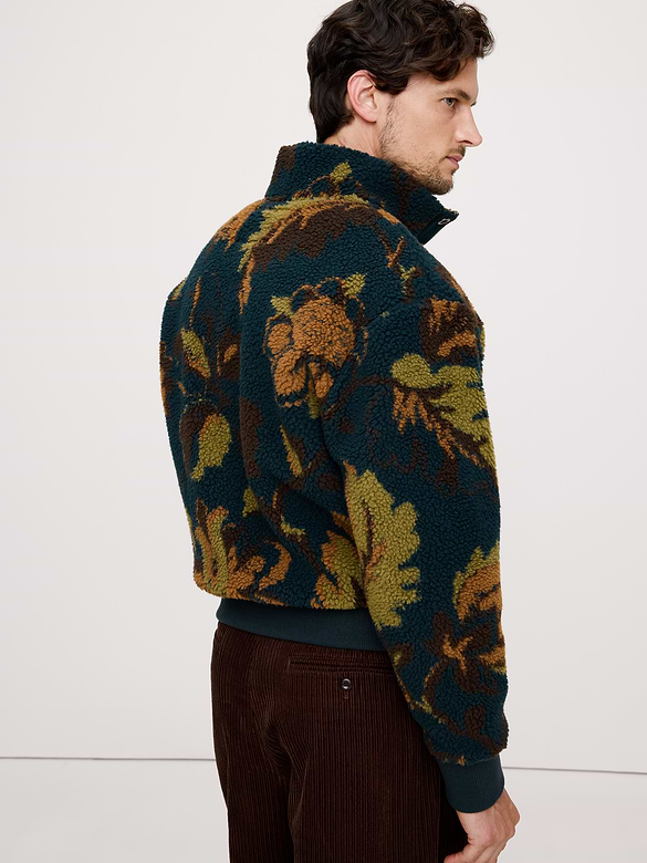 Print Sherpa Fleece Sweatshirt