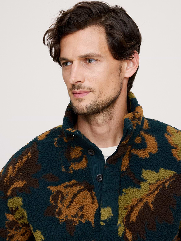 Print Sherpa Fleece Sweatshirt