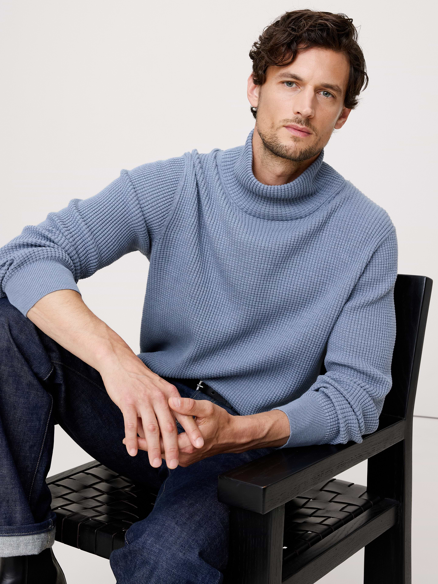 Image number 1 showing, Cotton Thermal-Knit Turtleneck Sweater