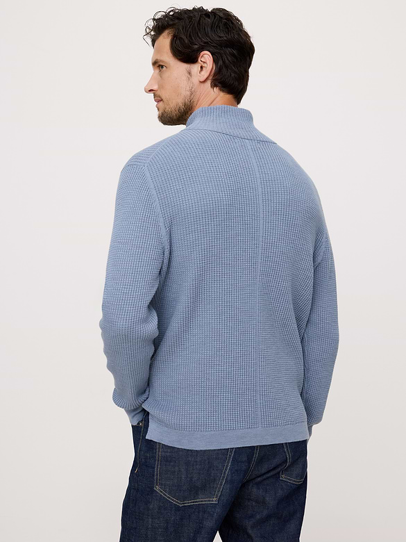Cotton Thermal-Knit Turtleneck Sweater