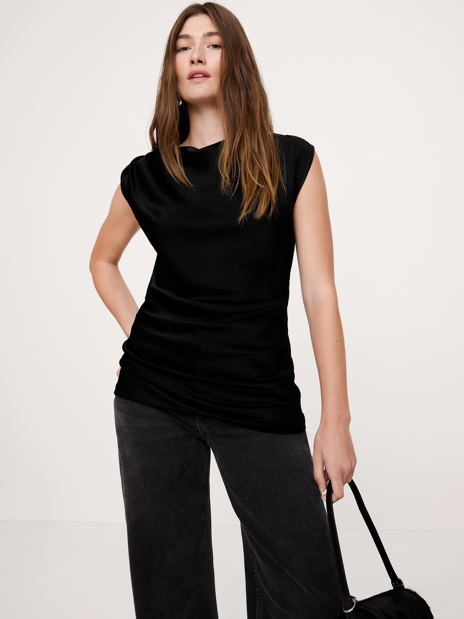 Banana Republic Hammered Satin Draped Top INTERNATIONAL SHIPPING