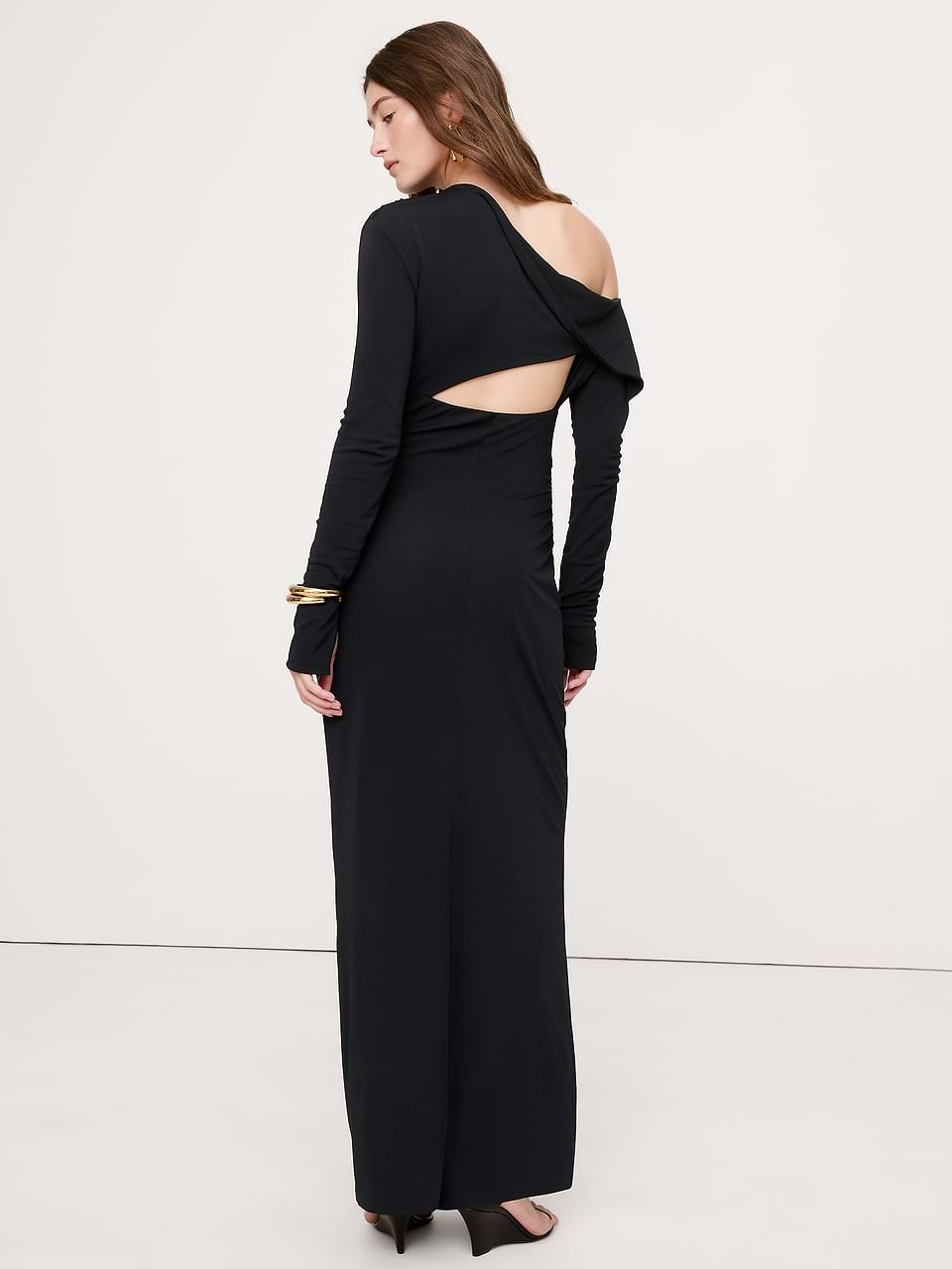 90s chanel black dress Vintage Haute Couture 1992 Gold Hardware – Cafe Society Archive HEM LENGTH_Sweep Train owned condition Backless Maxi Dress Low Size:8 1/2
