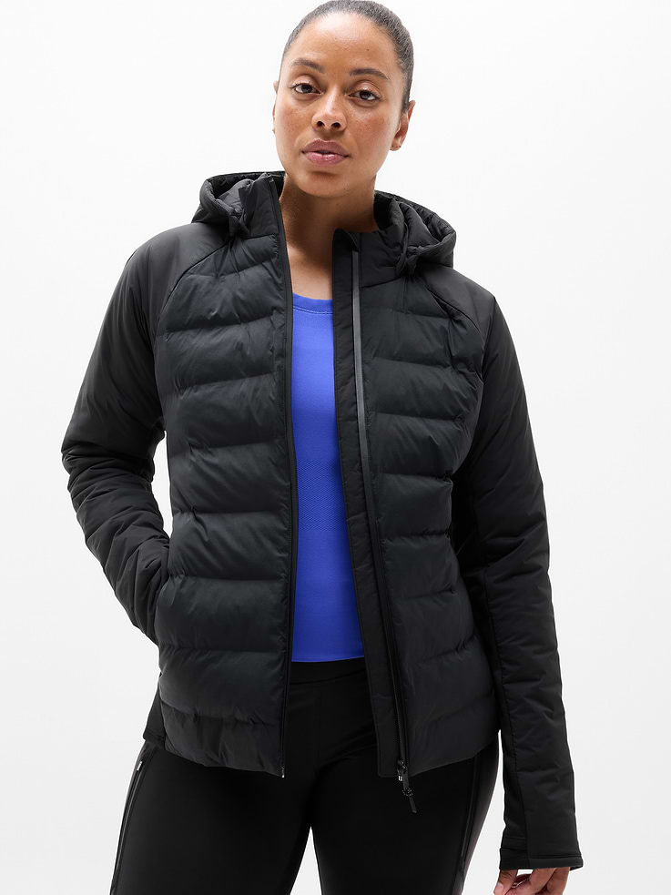 Image 1 of 5, FOR: Training in cold weather climates, FEEL: PrimaLoft® insulated body with a cozy, brushed lining, FAVE: Your favorite cold-weather layer, upgraded for the season with modern seam lines, insulated sleeve panels, and an Aqua Guard zipper for more warmth and weather protection, Thumbholes lock your fit in place, Secure zip pockets, Snap removable hood, Product #768239
