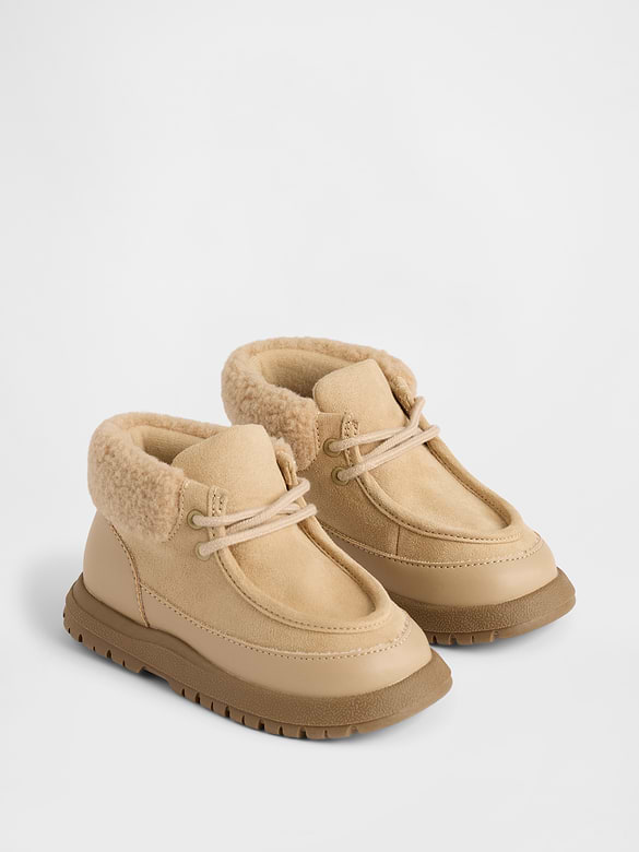 Bottes en suède végane à bords en sherpa pour Tout-petit