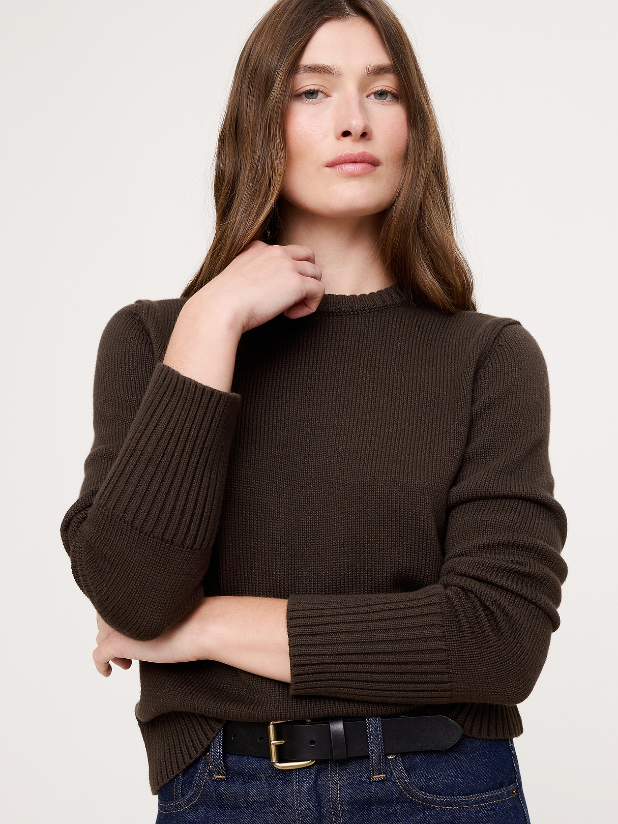 Larkspur Cotton-Silk Crew-Neck Sweater | Banana Republic