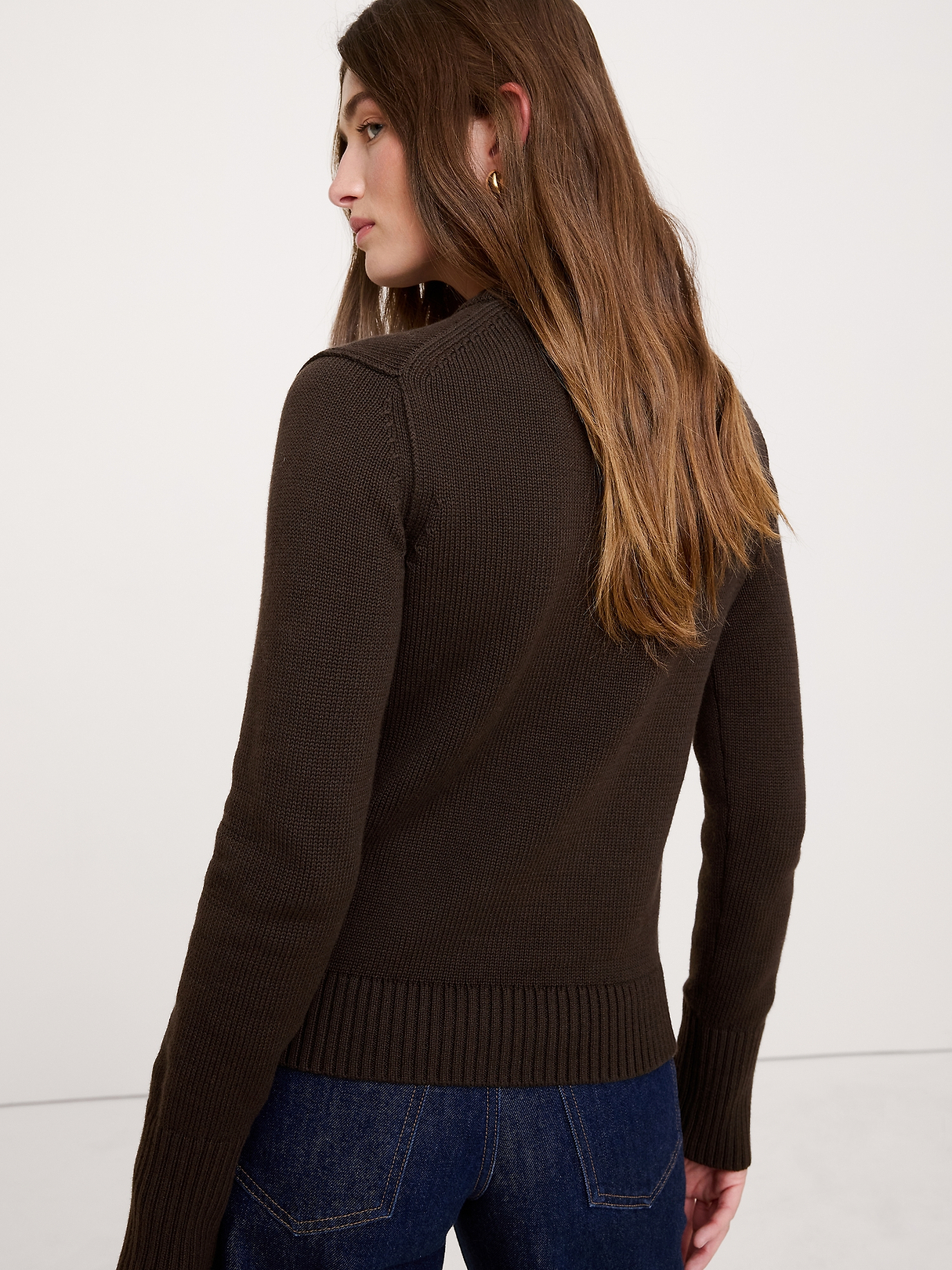 Larkspur Cotton-Silk Crew-Neck Sweater | Banana Republic