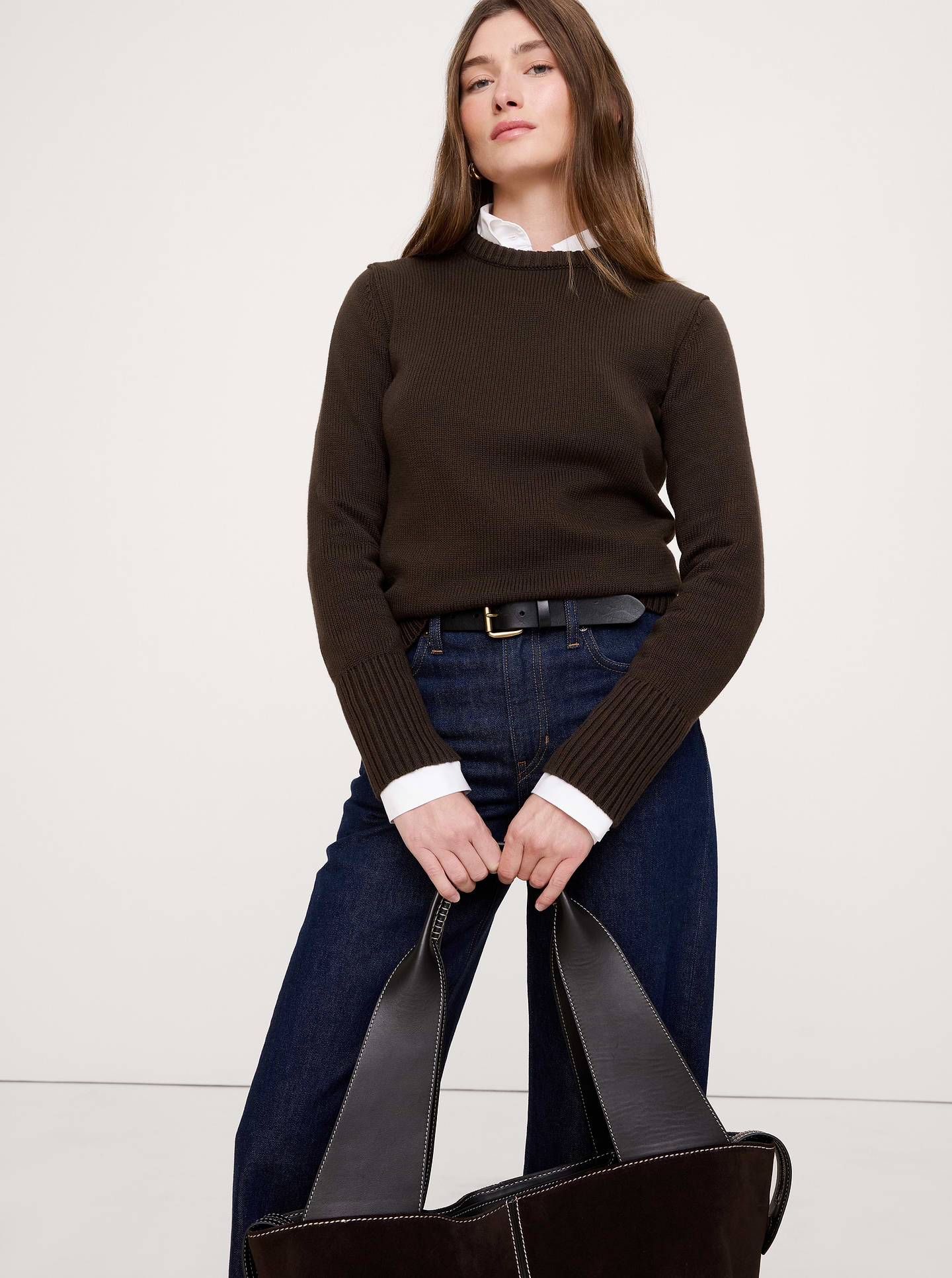 Image number 1 showing, Cotton-Silk Crew-Neck Sweater