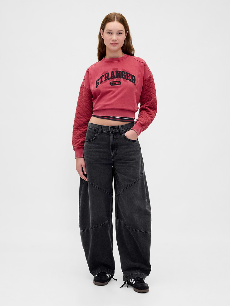 Image number 2 showing, Stranger Things Quilted-Sleeve Logo Sweatshirt