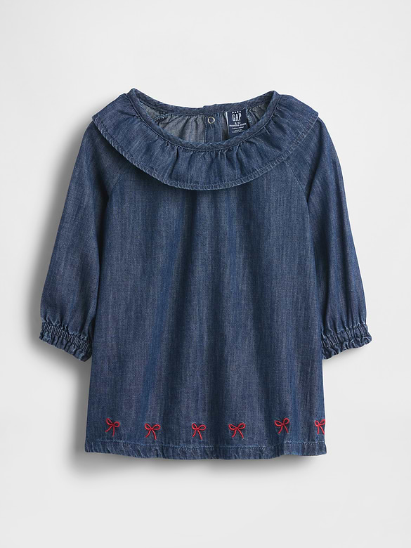 Baby Denim Ruffle Collar Dress