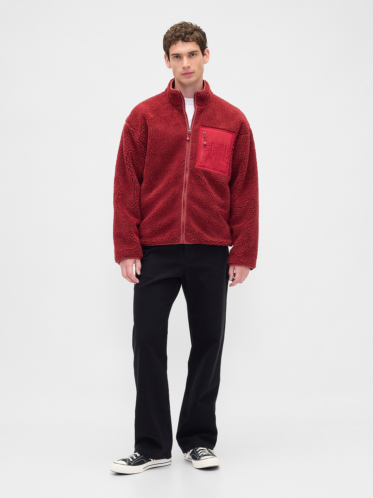 Recycled Sherpa Oversized Logo Zip Jacket | Gap