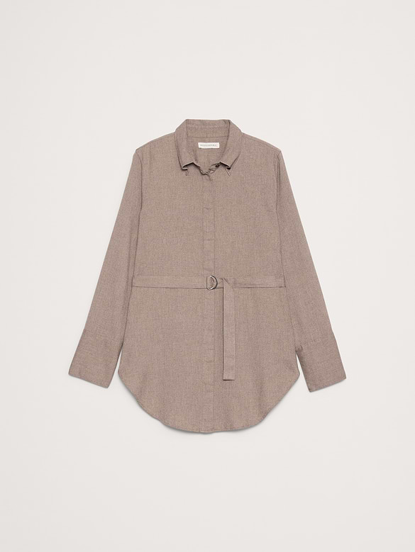 Flannel Belted Tunic Shirt