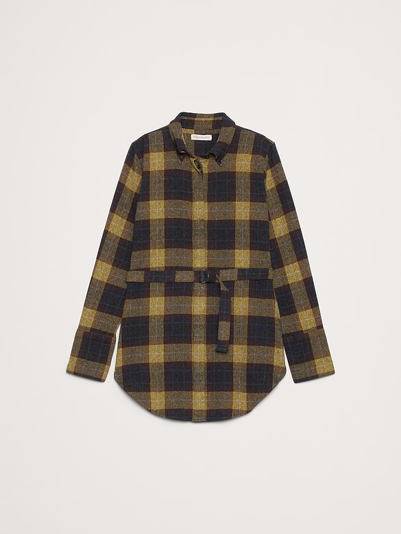 Flannel Belted Tunic Shirt