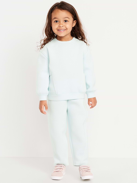 Ensemble chandail ras du cou et pantalon molleton raffiné pour toute-petite