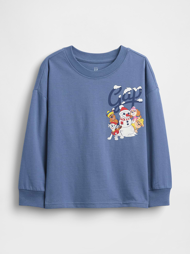 Image 1 of 2, Soft cotton jersey graphic T-shirt., Crewneck., Long sleeves with banded cuffs., Assorted Paw Patrol graphics and Gap logos., Product #824652