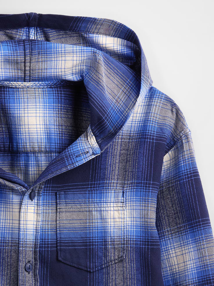 Image number 5 showing, Kids Organic Cotton Hooded Flannel Shirt