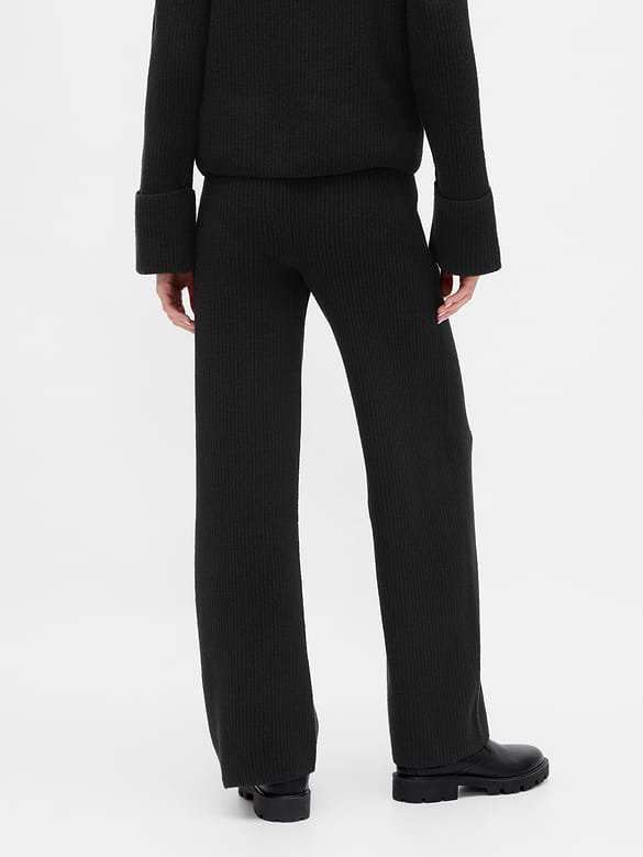 CashSoft Shaker-Stitch Sweater Pants