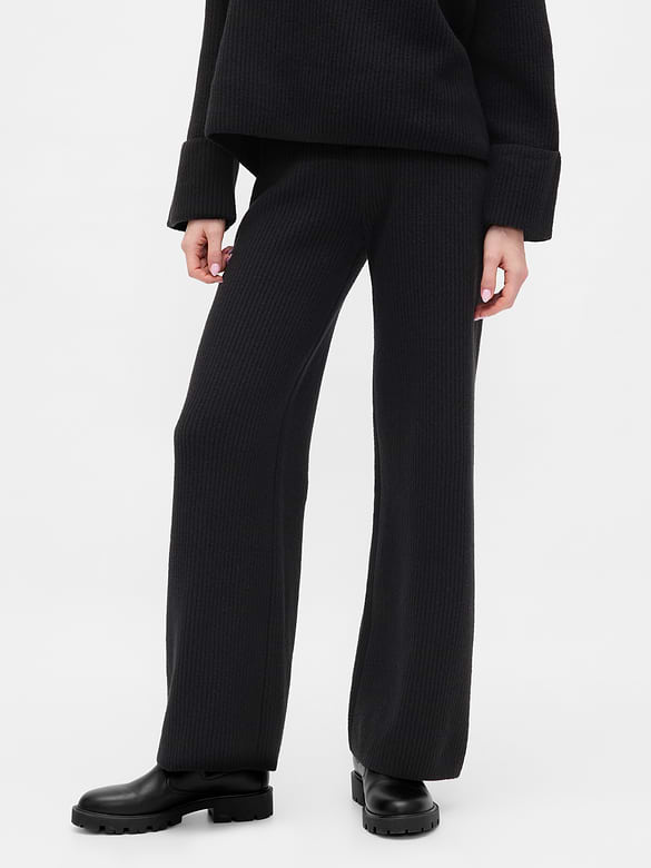 CashSoft Shaker-Stitch Sweater Pants