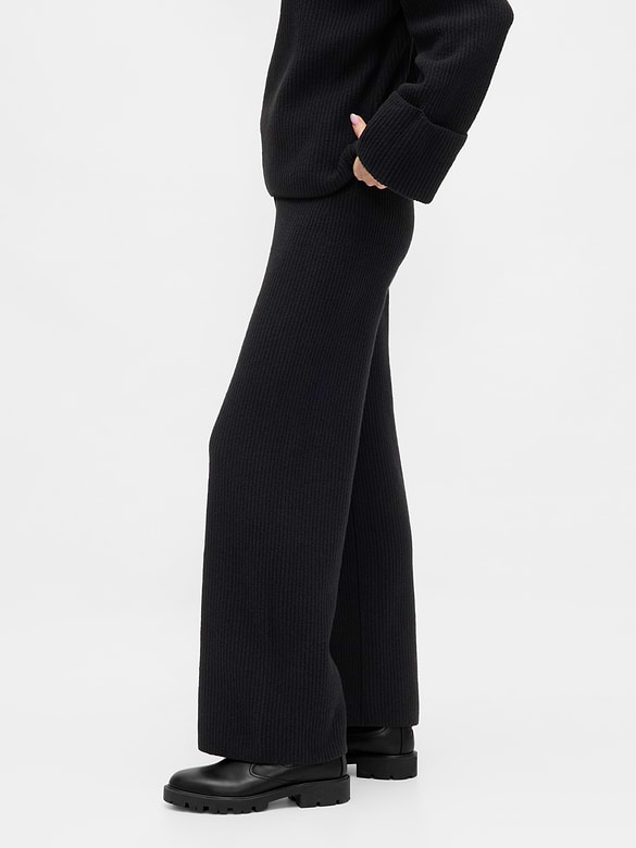 CashSoft Shaker-Stitch Sweater Pants