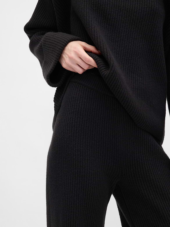 CashSoft Shaker-Stitch Sweater Pants