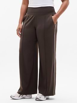 Venice High Rise Track Stripe Wide Leg Pant — Truffle/White by Athleta