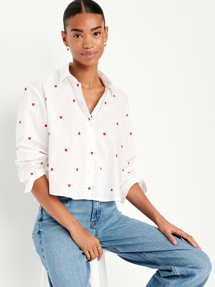 Image 3 of 8, Cropped Button-Down Shirt