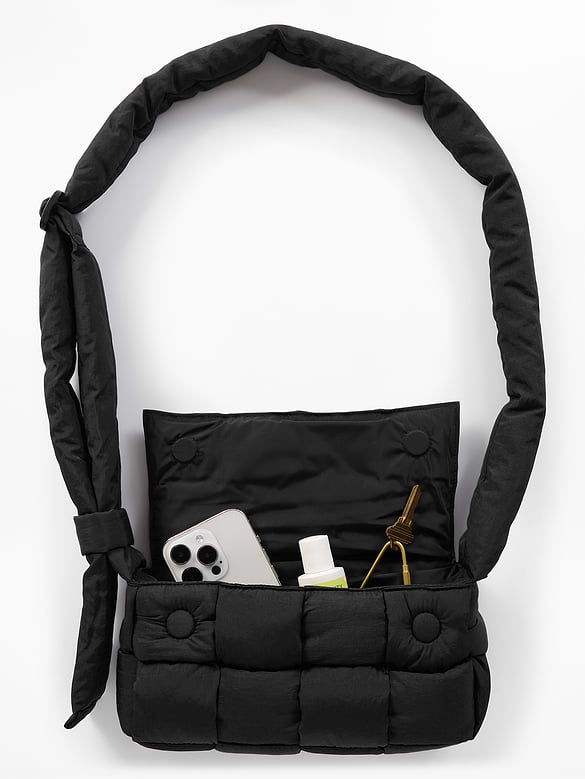 Woven Square Puff Crossbody