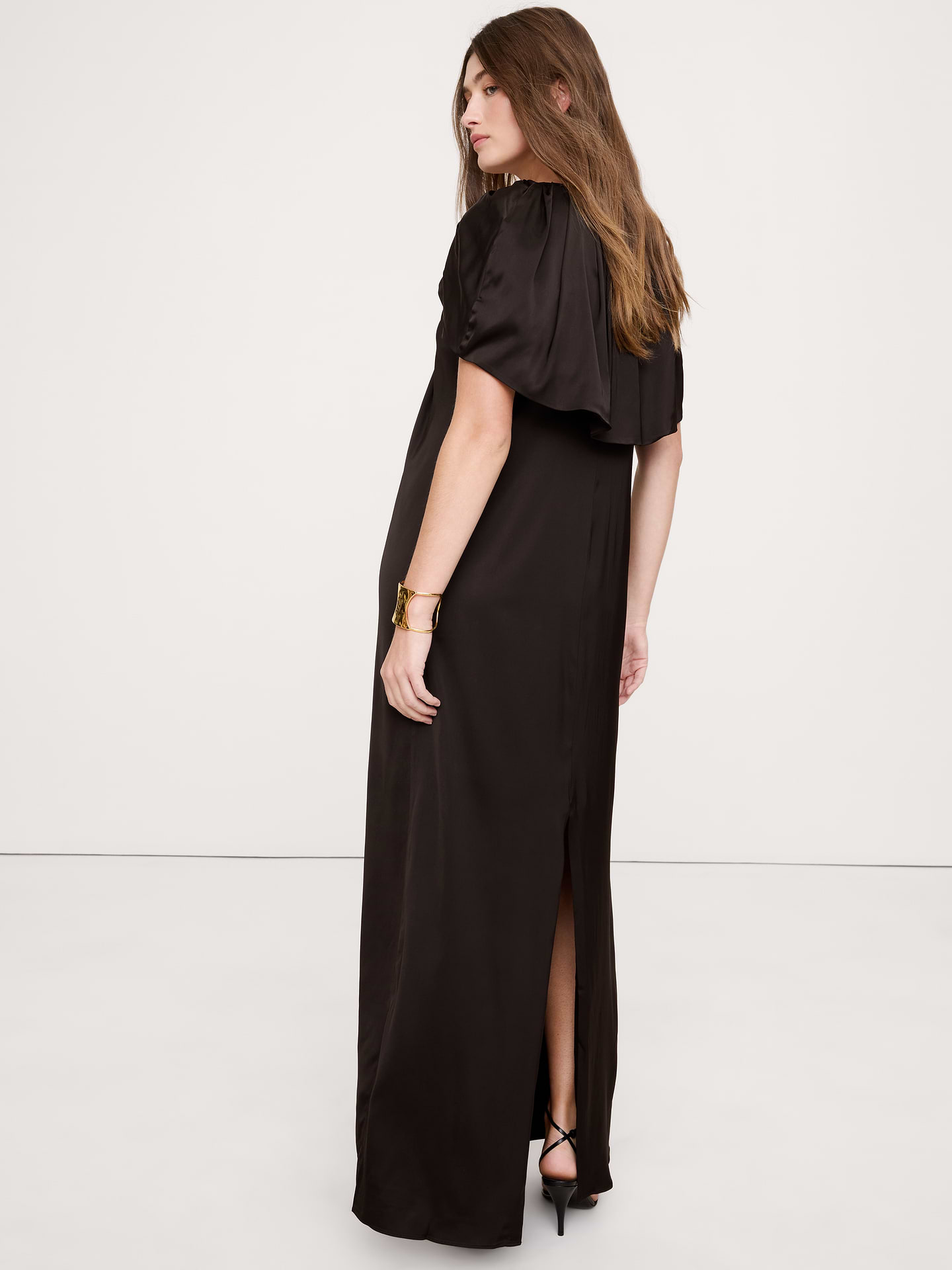 Image number 2 showing, Stretch-Satin Cape Maxi Dress