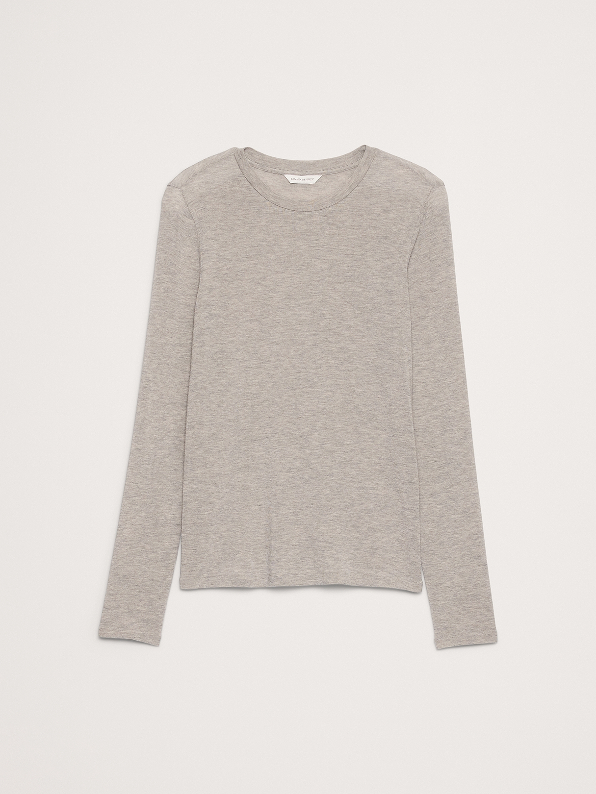 Sheer Lyocell-Wool Long-Sleeve T-Shirt | Banana Republic