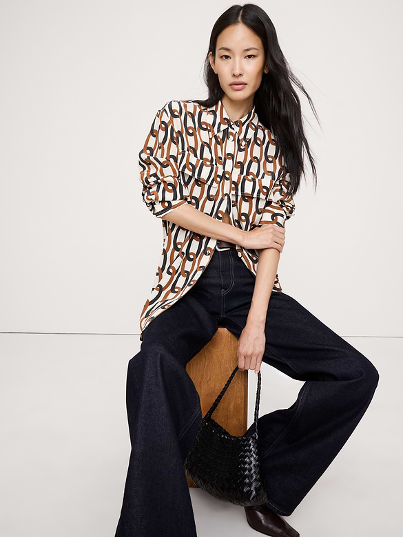 Oversized Matte Silk Utility Shirt