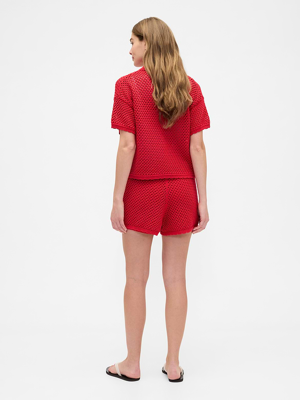 Relaxed Pull-On Crochet Sweater Shorts