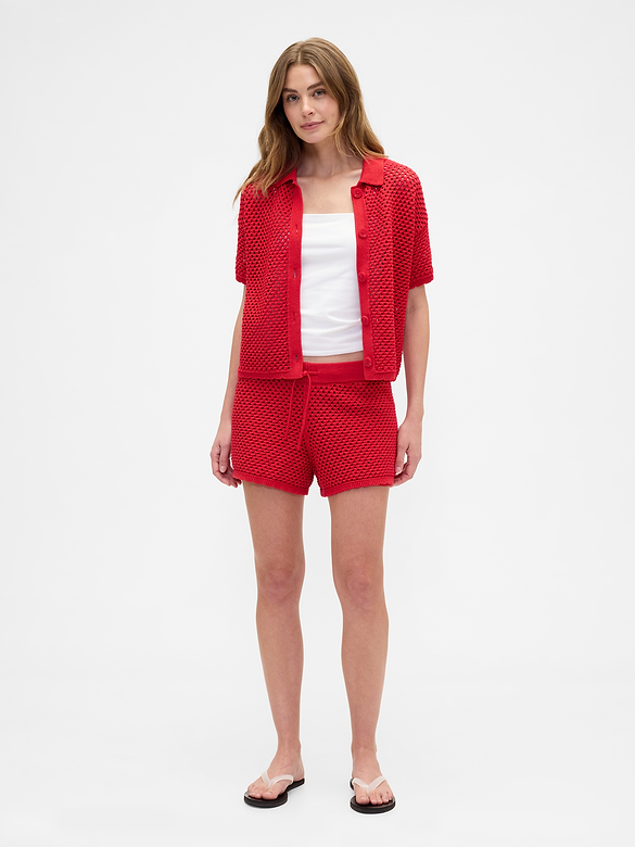 Relaxed Pull-On Crochet Sweater Shorts