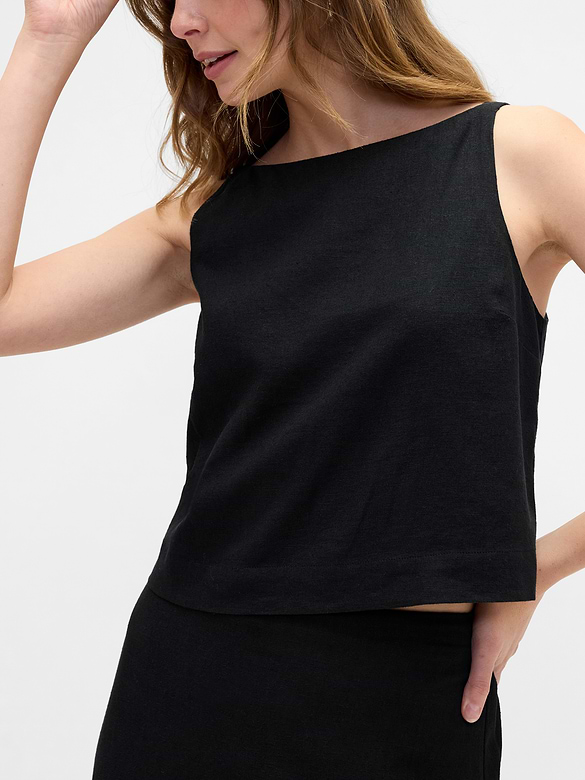 Linen-Blend Apron Top