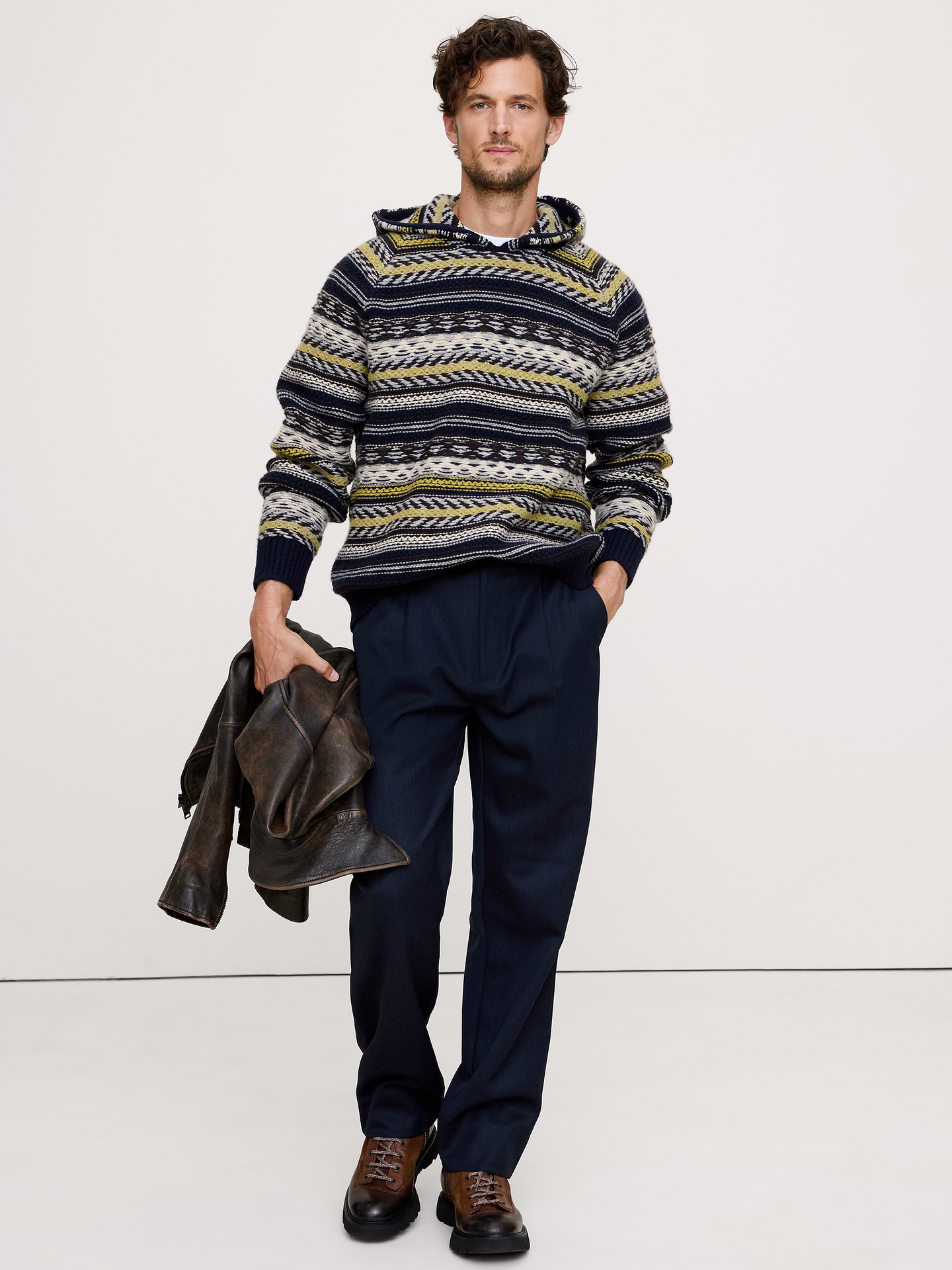 Image number 3 showing, Fairisle Merino-Blend Sweater Hoodie