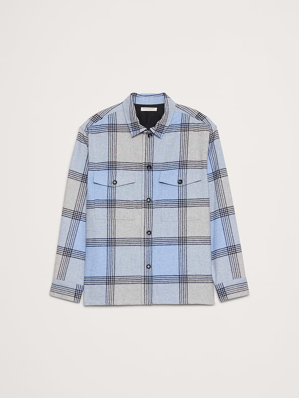 Relaxed-Fit Plaid Wool-Blend Overshirt