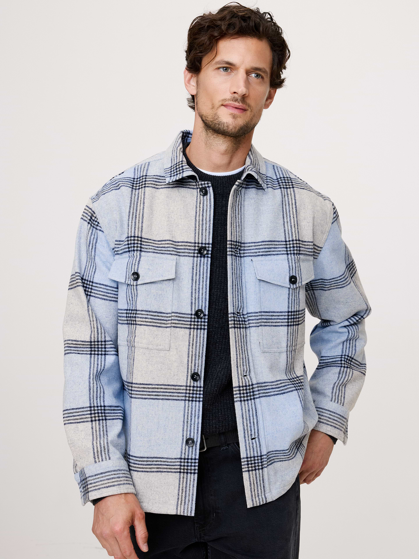 Image number 1 showing, Relaxed-Fit Plaid Wool-Blend Overshirt