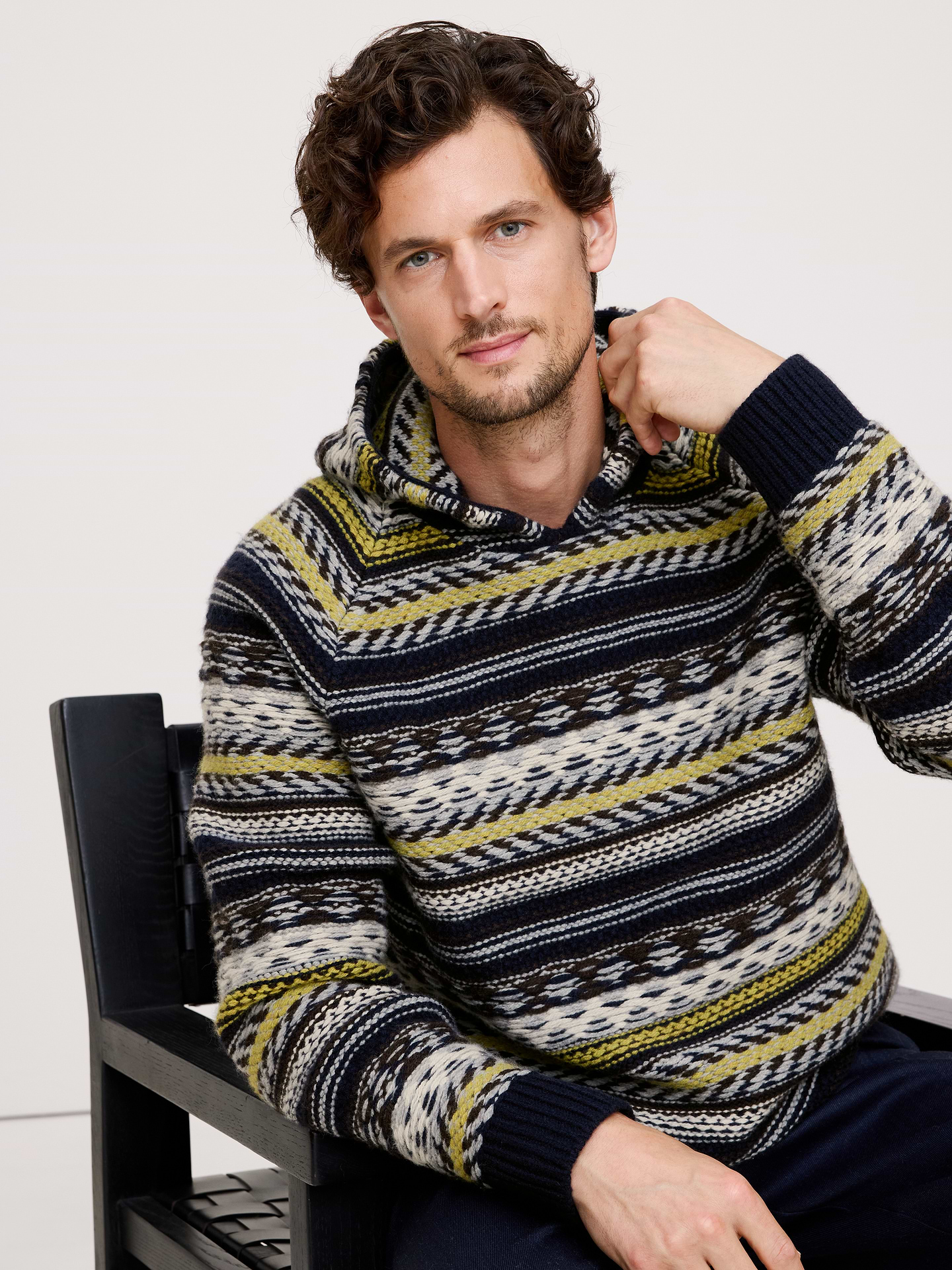 Image number 1 showing, Fairisle Merino-Blend Sweater Hoodie