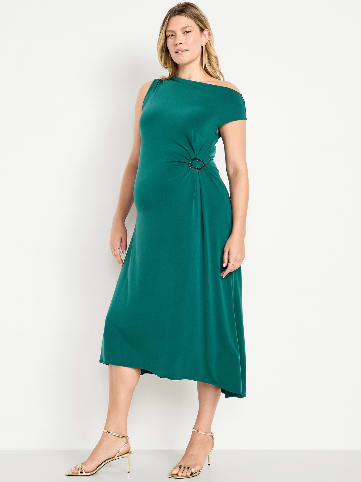 Image number 1 showing, Maternity Asymmetrical Twist Drape Dress