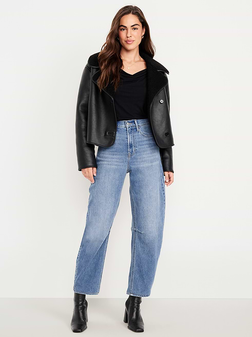 Wow Wow High-Waisted Barrel Ankle Jeans on clearance at Old Navy — 51% off