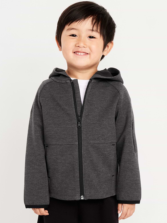 Oversized Dynamic Fleece Zip-Front Hoodie for Toddler Boys