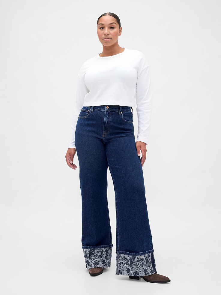 L'image numéro 5 présente Jean sportif à jambe large à taille haute