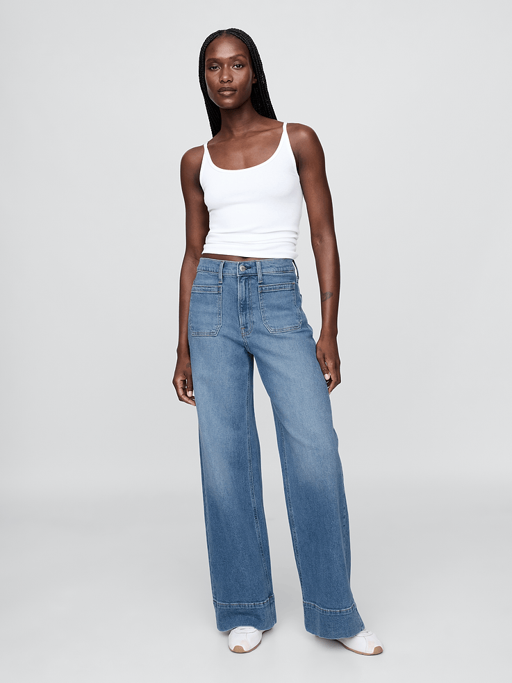 Image number 1 showing, High Rise Stride Wide-Leg Jeans