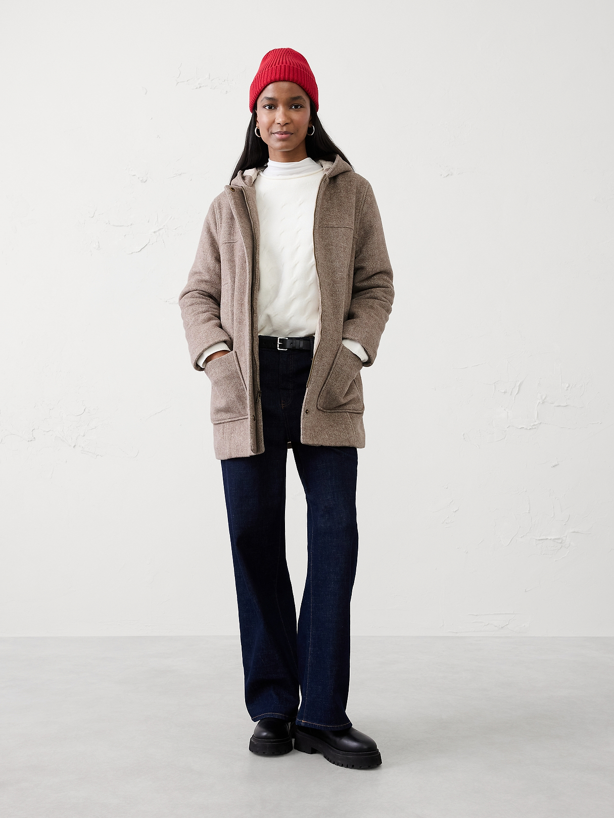ジャケット・アウター Her lip to Proust Wool-Blend Melton Coat Melton Hooded Jacket | Banana Republic Factory