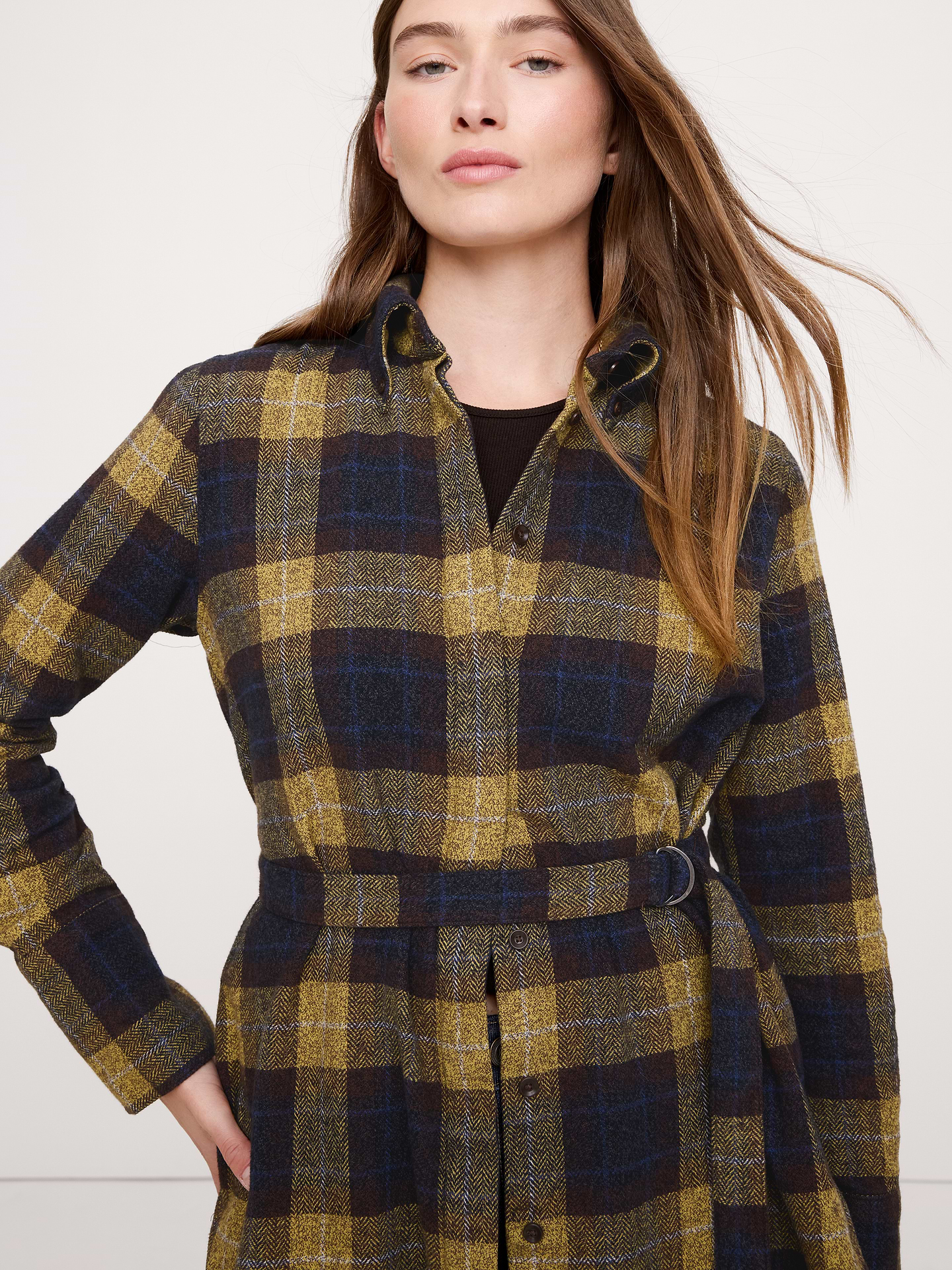 Image number 1 showing, Flannel Belted Tunic Shirt