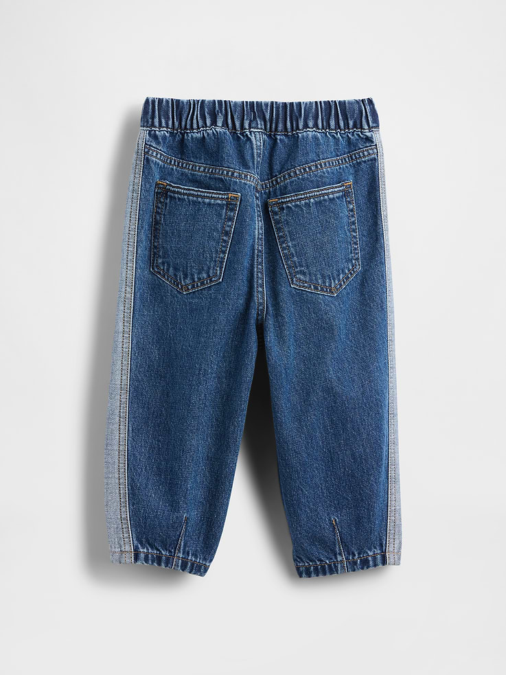 Image number 3 showing, Baby & Toddler Two-Tone Pull-On Barrel Jeans