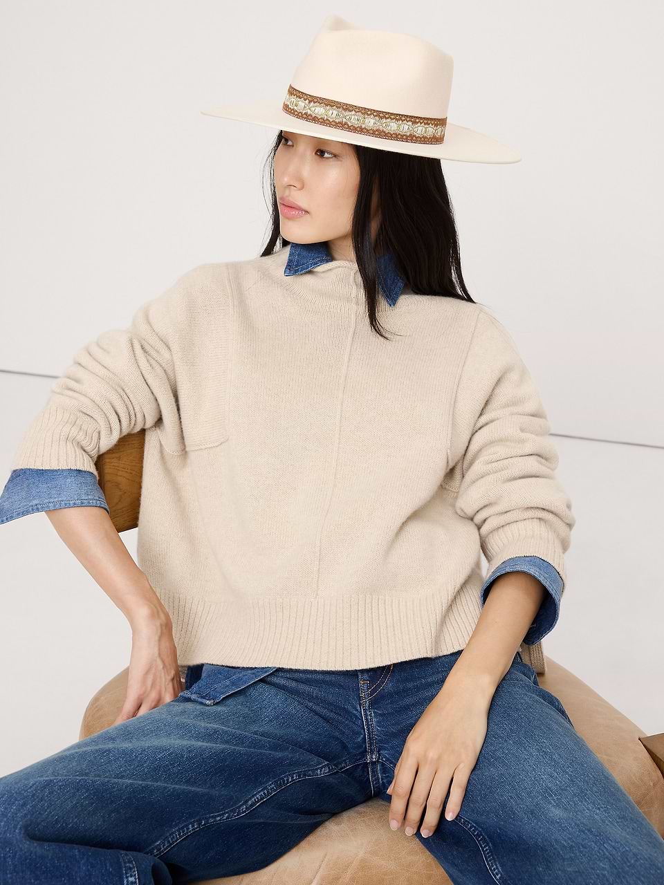 Lack of Color Natural Straw Fedora with Cream Band Lack of Color - Breeze Fedora - Natural main image 4