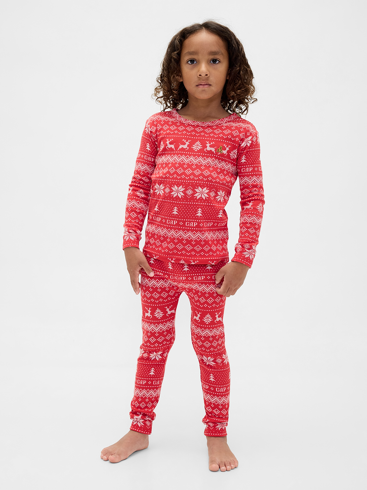 Image 3 of 7, Kids & Baby Organic Brushed Cotton Holiday PJ Set