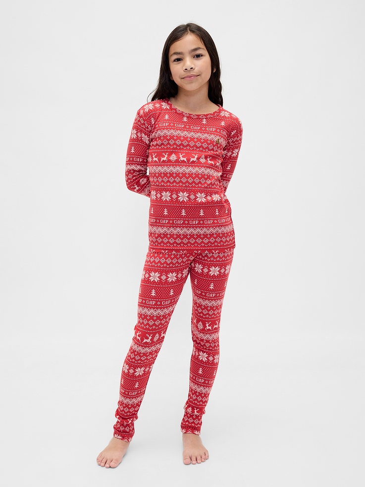 Image 5 of 7, Kids & Baby Organic Brushed Cotton Holiday PJ Set
