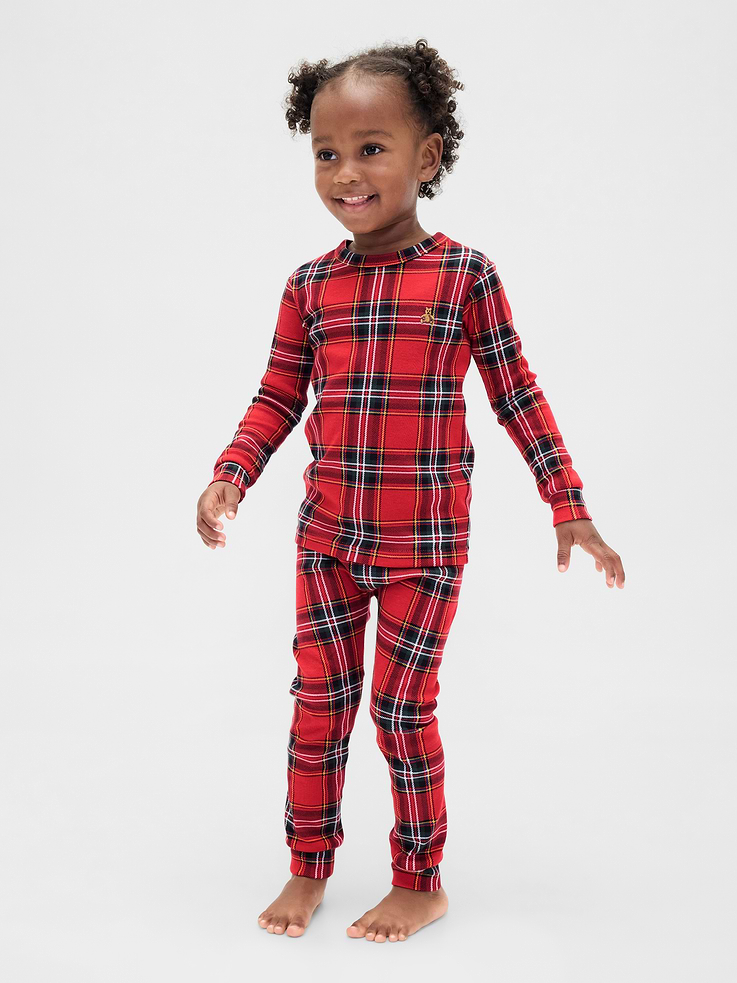 Image 4 of 7, Kids & Baby Organic Brushed Cotton Holiday PJ Set
